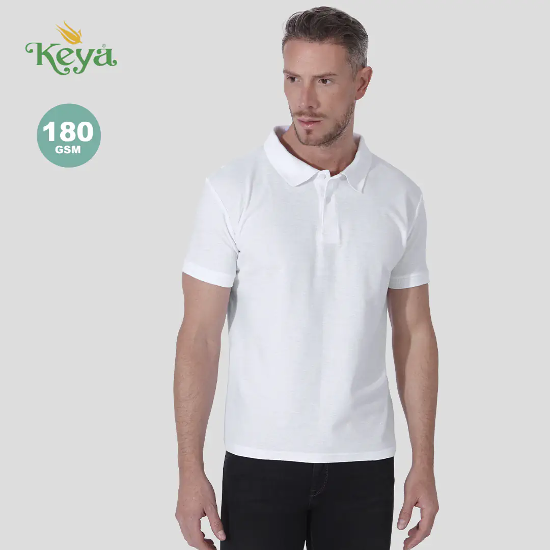 Polo in cotone Keya mps 180 uomo colore bianco Polo personalizzate da uomo in cotone bianco