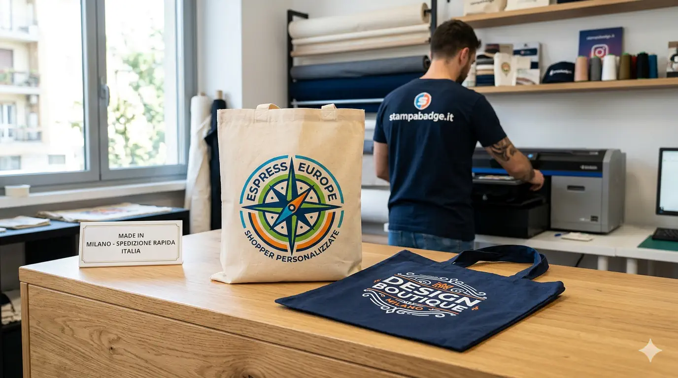 Shopper Personalizzate: Stampa Professionale e Consegna Rapida in tutta Italia borse shopper personalizzate in cotone e tnt